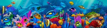 Neptunes Garden Dolphin under sea Oil Paintings
